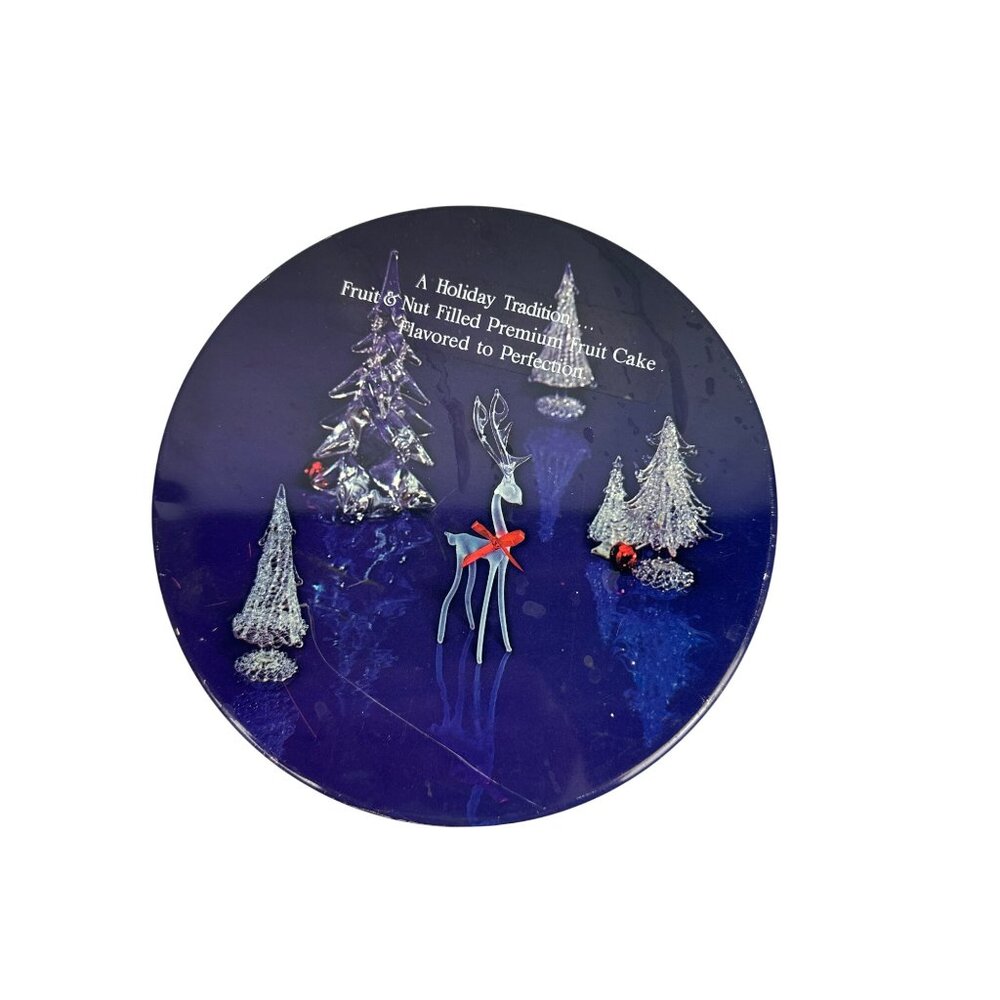 Vintage Velvet Fruit Cake 24 Oz Metal Tin With Holiday Design